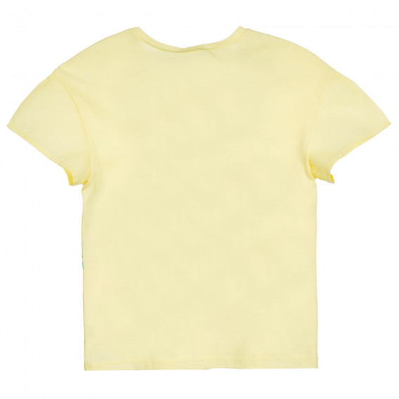 Памучна блуза с къс ръкав и флорален принт, жълта Benetton 224914 4