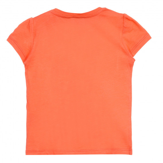 Памучна тениска с надпис Hello sun shine, оранжева Benetton 224958 4