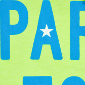 Памучна тениска с надпис Party zone, зелена Benetton 224964 2