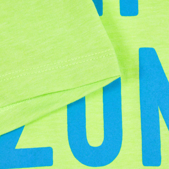 Памучна тениска с надпис Party zone, зелена Benetton 224965 3