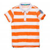 Памучна тениска в бяло и оранжево райе Benetton 225019 