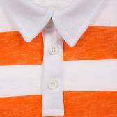 Памучна тениска в бяло и оранжево райе Benetton 225020 2