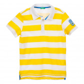 Памучна тениска в бяло и жълто райе Benetton 225027 