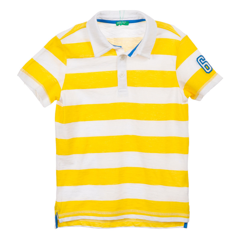 Памучна тениска в бяло и жълто райе  225027
