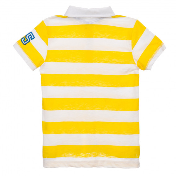Памучна тениска в бяло и жълто райе Benetton 225030 4