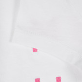 Памучна блуза с къс ръкав и надпис love more hate less, бяла Benetton 225105 3