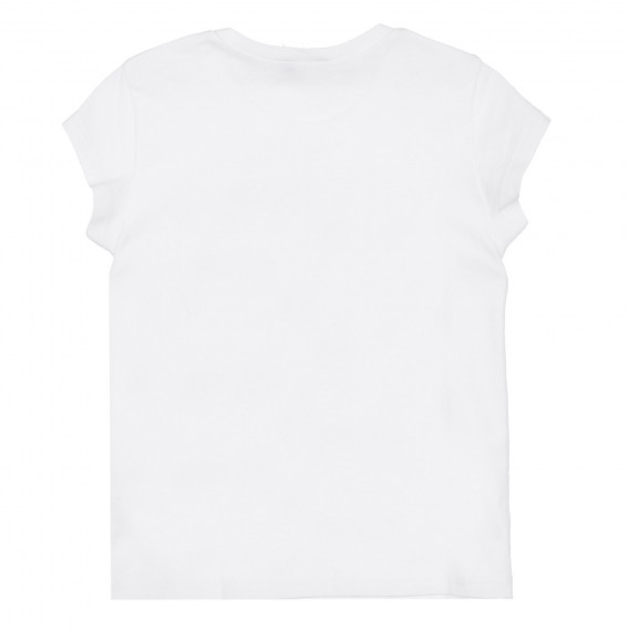 Памучна блуза с къс ръкав и надпис love more hate less, бяла Benetton 225106 4