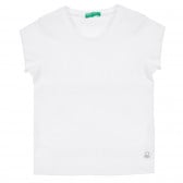 Памучна тениска с логото на бранда, бяла Benetton 225146 