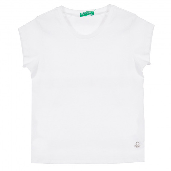 Памучна тениска с логото на бранда, бяла Benetton 225146 