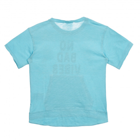 Памучна тениска с надпис и джоб, синя Sisley 225185 3