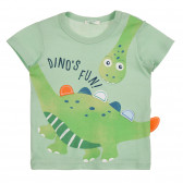 Памучна тениска с графичен принт за бебе, зелен цвят Benetton 225228 