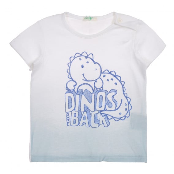 Памучна тениска с графичен принт за бебе, бяло и сиво Benetton 225231 