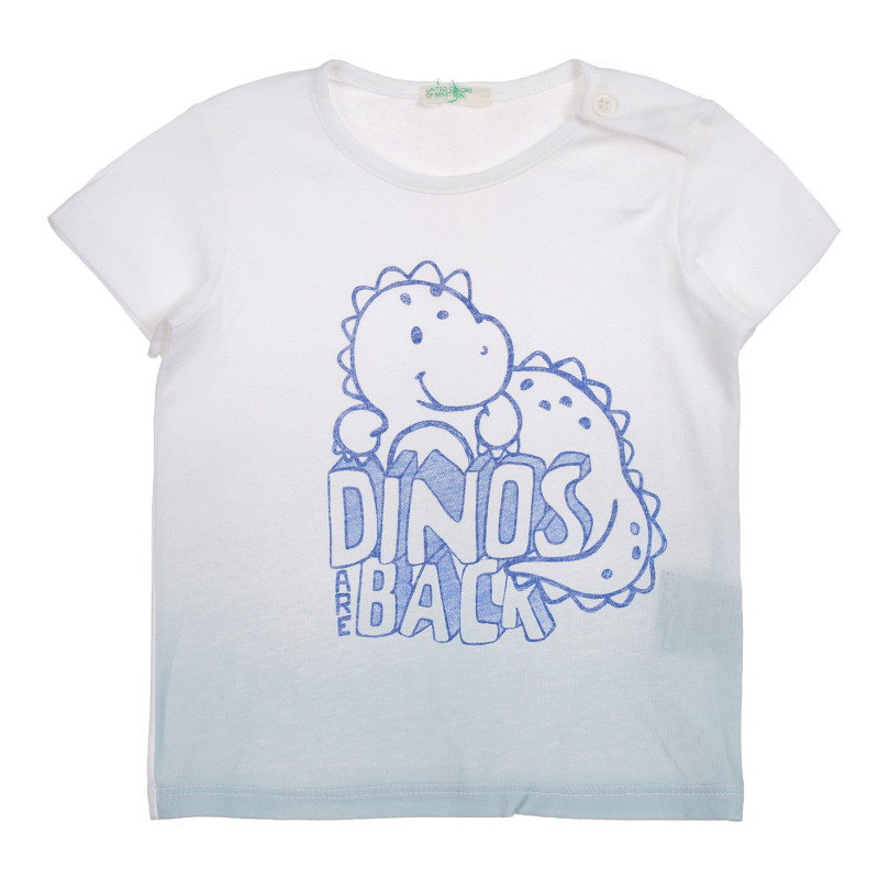 Памучна тениска с графичен принт за бебе, бяло и сиво  225231