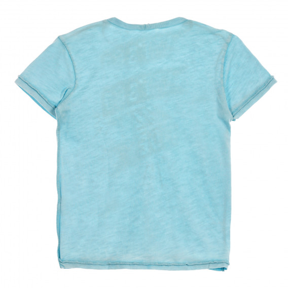 Памучна тениска с надпис, светло синя Sisley 225236 3