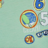 Памучна тениска с цветна щампа за бебе, зелена Benetton 225241 2