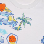 Памучна тениска с цветна щампа за бебе, бяла Benetton 225250 2