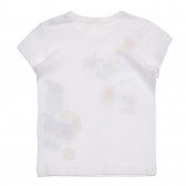 Памучна тениска с цветна щампа за бебе, бяла Benetton 225251 3