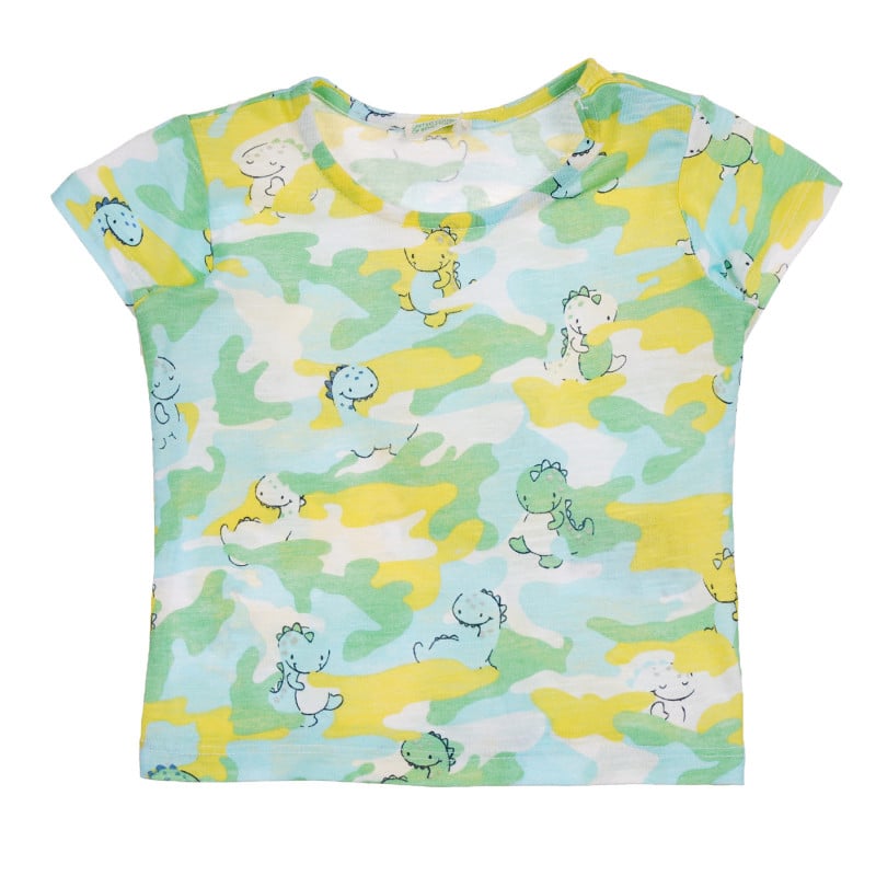 Памучна тениска с камуфлажен принт за бебе, многоцветна  225255