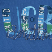 Памучна тениска с бродиран надпис на бранда, синя Benetton 225265 2