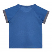 Памучна тениска с бродиран надпис на бранда, синя Benetton 225266 3