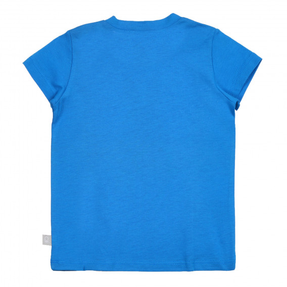 Памучна тениска с щампа за бебе, синя Benetton 225359 3