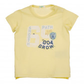 Памучна тениска за бебе, жълта Benetton 225366 