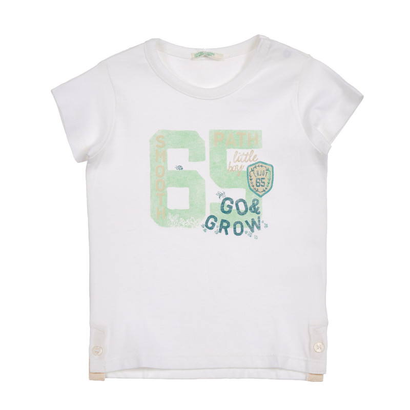 Памучна тениска с копчета в долния край за бебе, бяла  225372