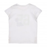 Памучна тениска с копчета в долния край за бебе, бяла Benetton 225374 3