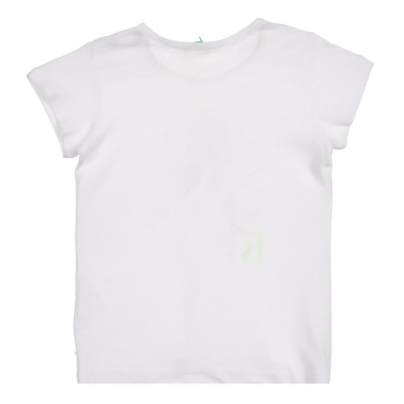 Памучна тениска с надпис за бебе, бяла Benetton 225410 3