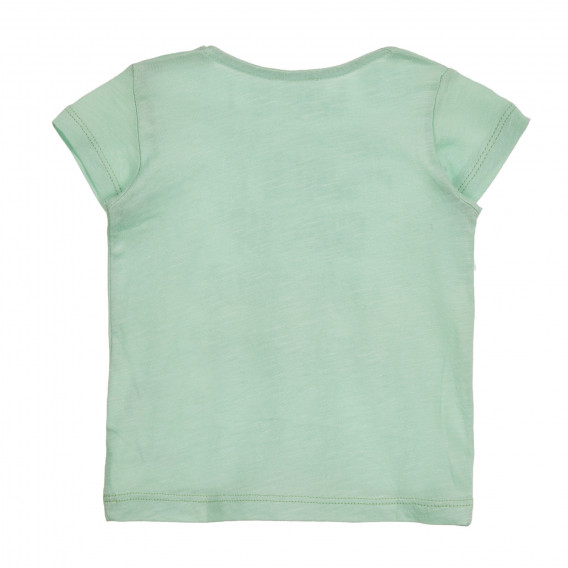 Памучна тениска с надпис за бебе, зелена Benetton 225413 3