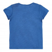 Памучна тениска с надпис за бебе, син цвят Benetton 225416 3