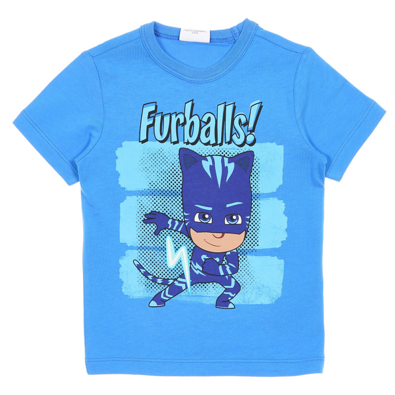Памучна тениска с щампа на PJ Masks за бебе, синя  225460