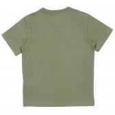 Памучна тениска с принт на китари, зелена Benetton 225495 4