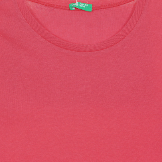 Памучна тениска с фигурален принт на ръкавите, розова Benetton 225505 2