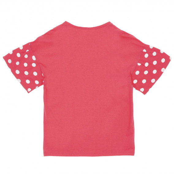Памучна тениска с фигурален принт на ръкавите, розова Benetton 225507 4