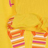 Памучна блуза с къдрици и щампа за бебе, жълта Benetton 225534 3