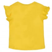Памучна блуза с къдрици и щампа за бебе, жълта Benetton 225535 4