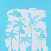 Памучна тениска с принт на палми за бебе, светло синя Benetton 225541 2