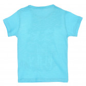 Памучна тениска с принт на палми за бебе, светло синя Benetton 225543 4