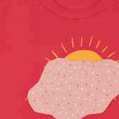 Памучна тениска с апликация за бебе, червена Benetton 225549 2