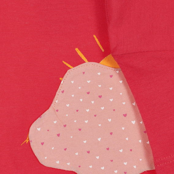Памучна тениска с апликация за бебе, червена Benetton 225550 3