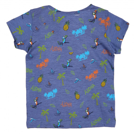 Памучна тениска с цветен принт за бебе, синя Benetton 225611 4