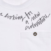 Памучна тениска с бродиран надпис, бяла Sisley 225629 2