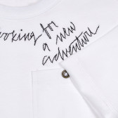 Памучна тениска с бродиран надпис, бяла Sisley 225630 3