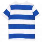 Памучна тениска с надпис в бяло синьо райе Benetton 225702 4