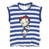 Памучна тениска за бебе за момиче в синьо и бяло Original Marines 225990 