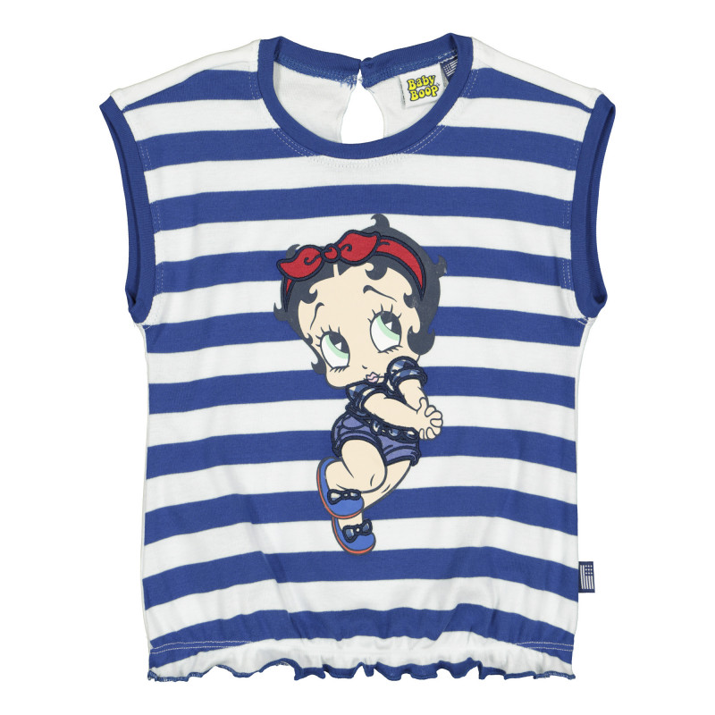 Памучна тениска за бебе за момиче в синьо и бяло  225990