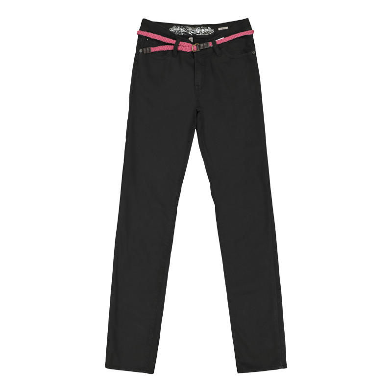 Панталон с розов  колан, черен  226120