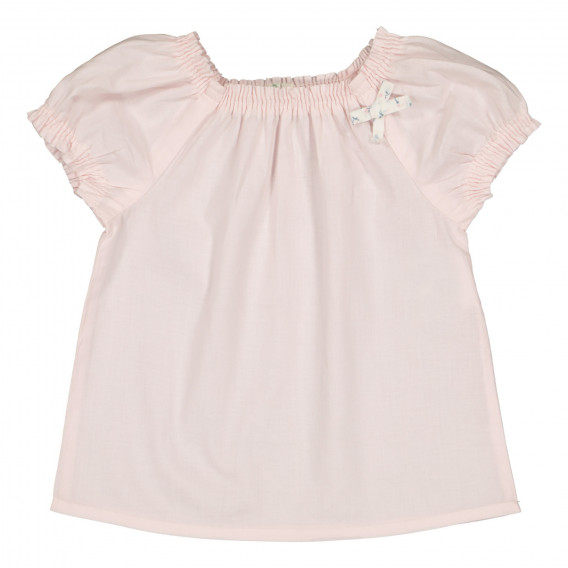 Памучна блуза с ластичен набор, розова Benetton 226354 