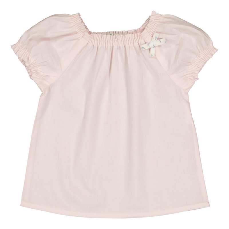 Памучна блуза с ластичен набор, розова  226354